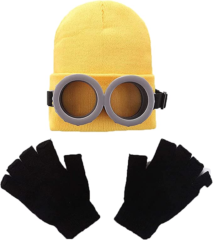 ミニオン コスプレ 子供 大人 ミニオンズ 風 ハロウィン 帽子 黄色 ゴーグル 手袋 衣装 セット myuse (１人用)