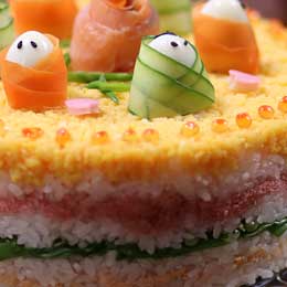 ひな祭り　ケーキ型のお寿司